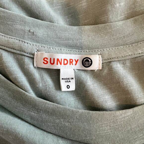 Sundry Cap Sleeve Side Tie Jersey Mini T-Shirt Dress Women's Size 0 Sage Green - Picture 3 of 5